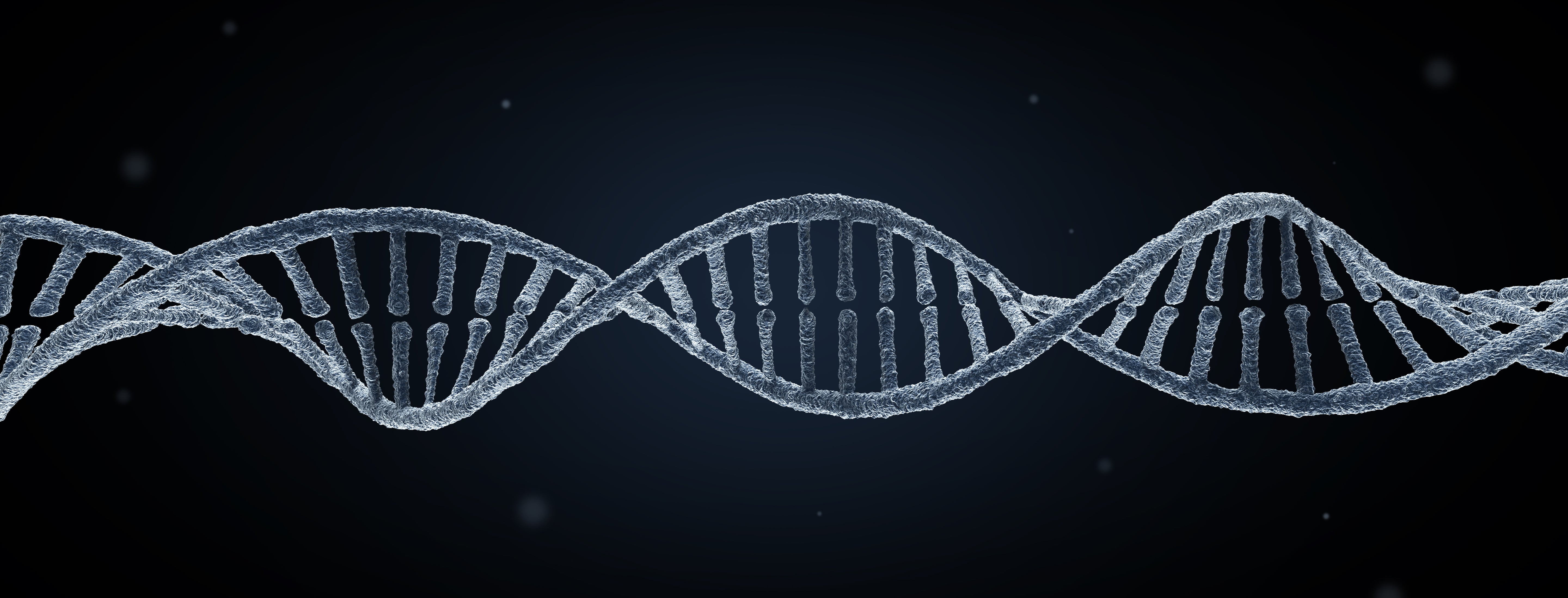Abstract DNA double helix illustration set on a dark background