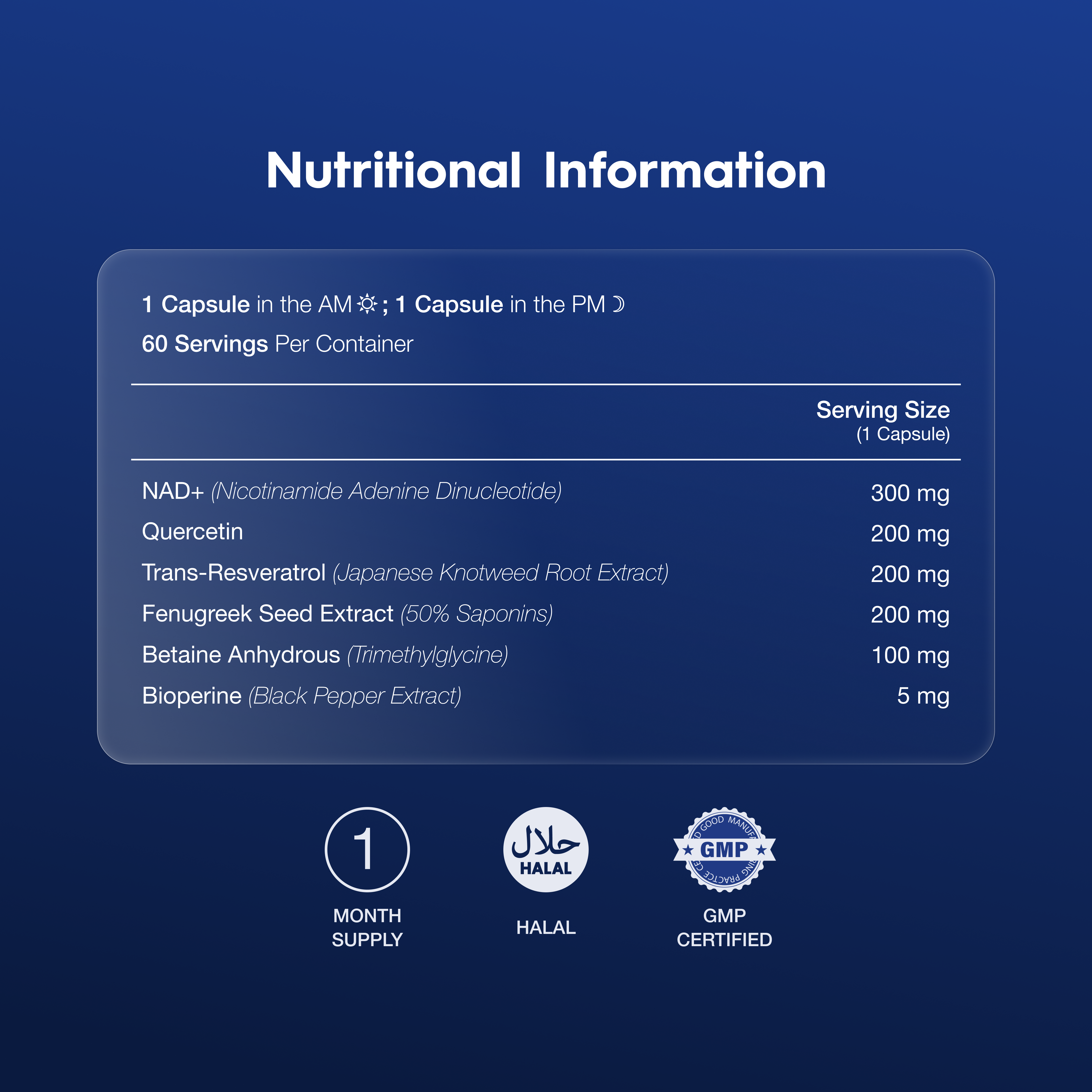 Nutritional information of nad boost supplement