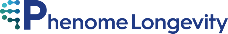 Phenome Longevity logo with blue and green gradient design