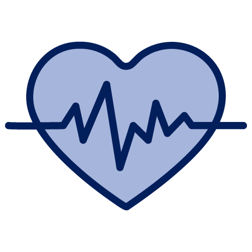 icon for cardiovascular of a heart with heart beat running through the center