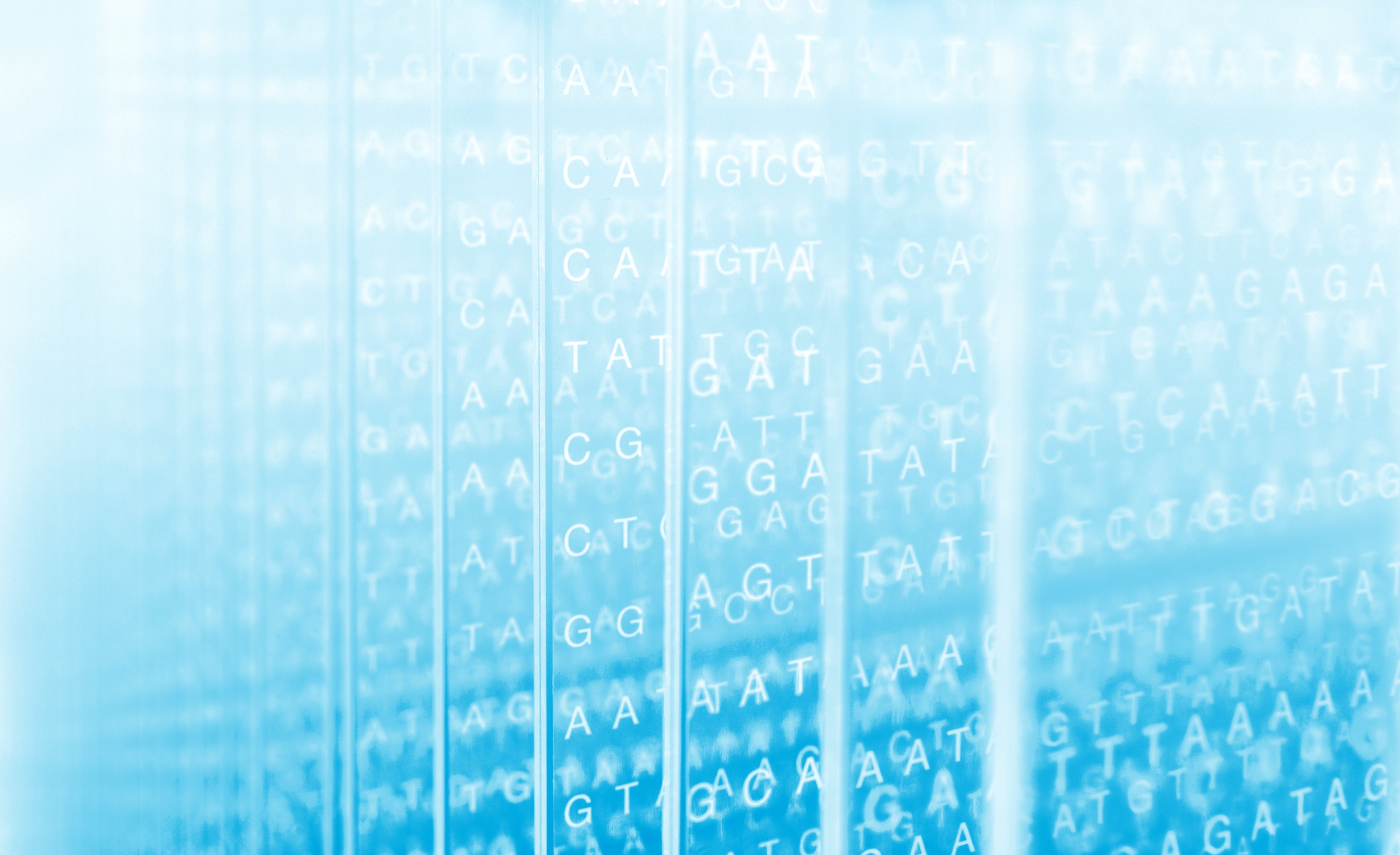 Textured blue background with white genetic sequencing overlay