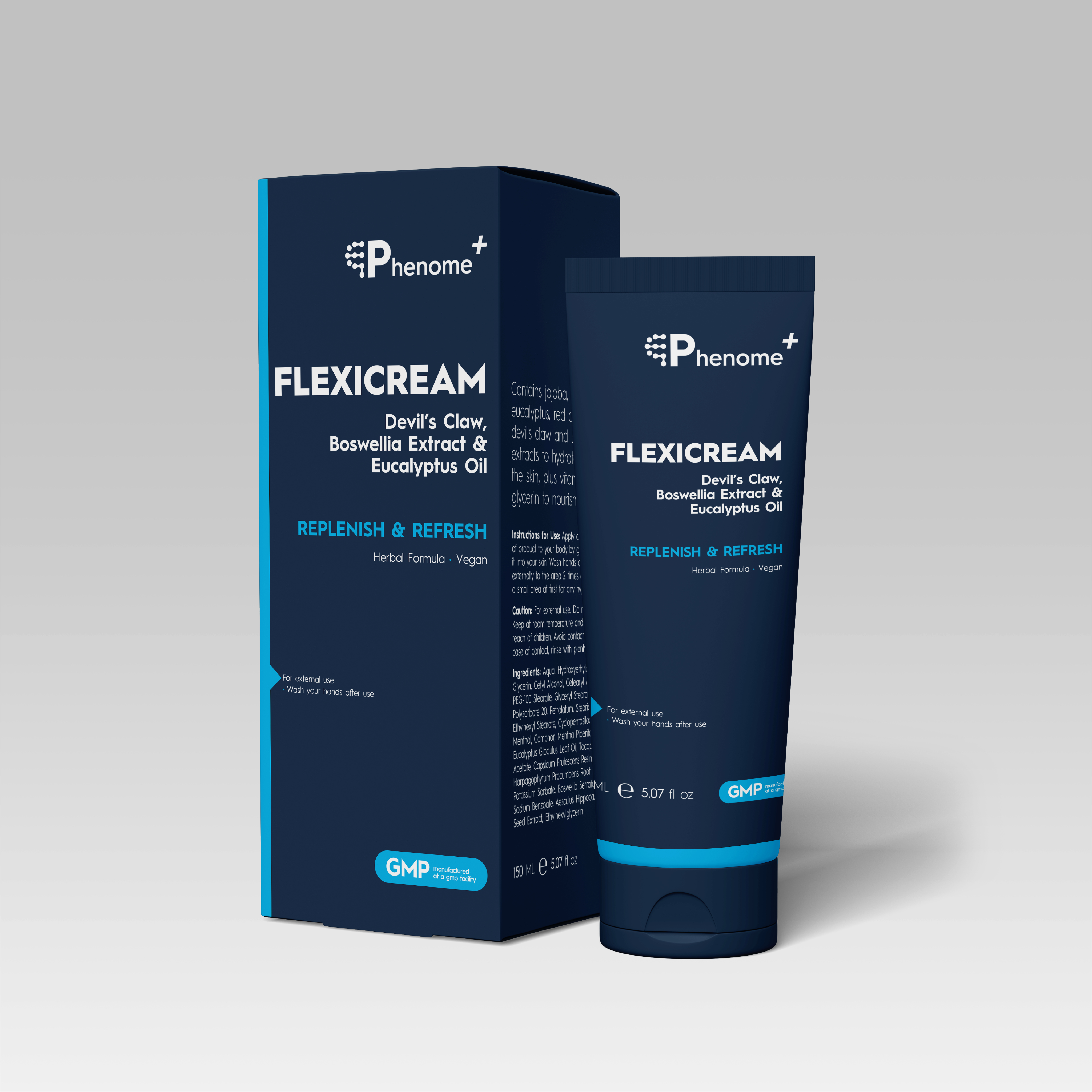 Product image of a FlexiCream box and tube