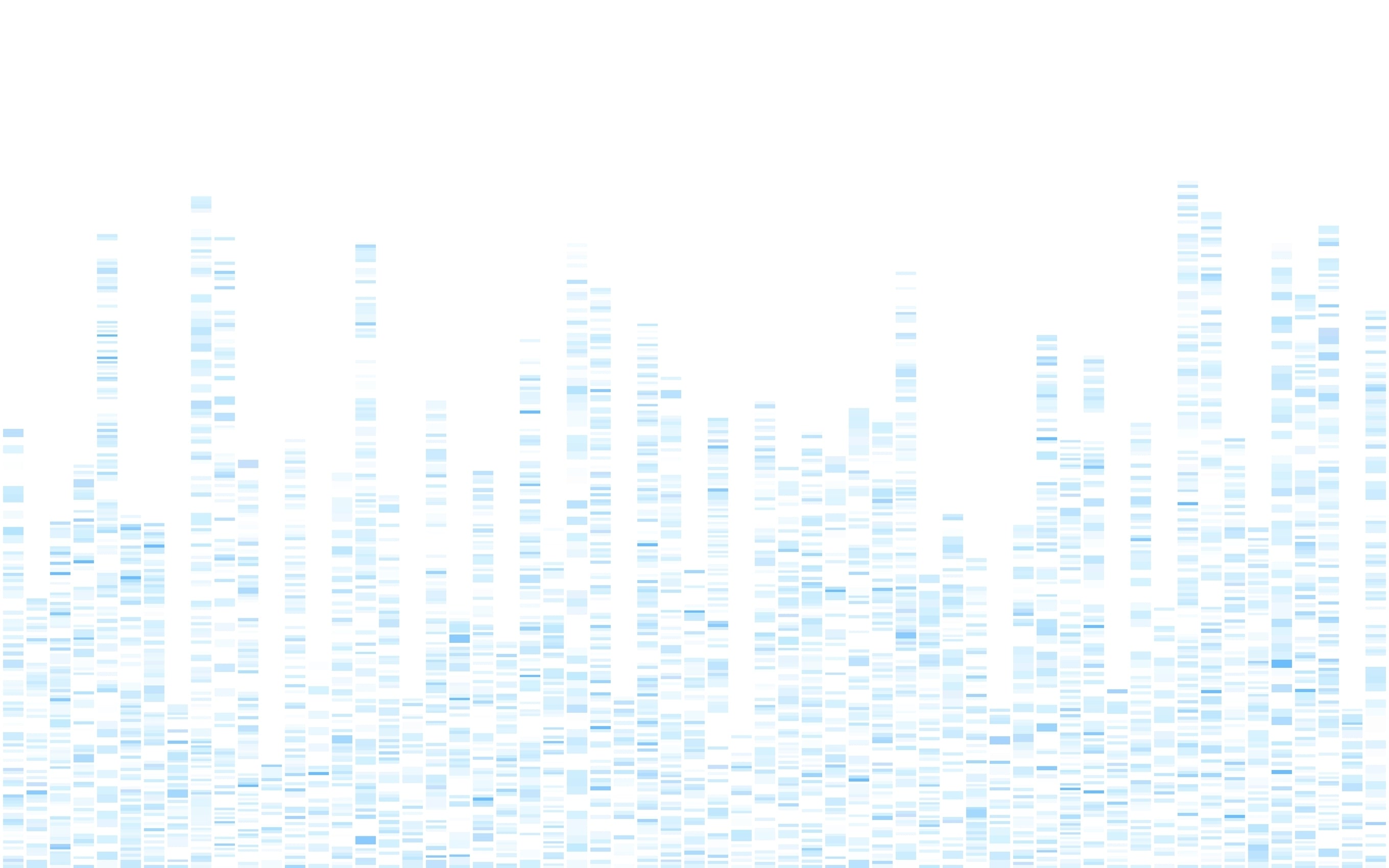 Abstract representation of DNA sequencing with colorful strands and geometric patterns