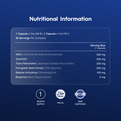 Nutritional information of nad boost supplement