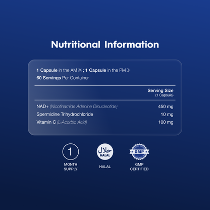 Nutritional information of nad spermidine supplement