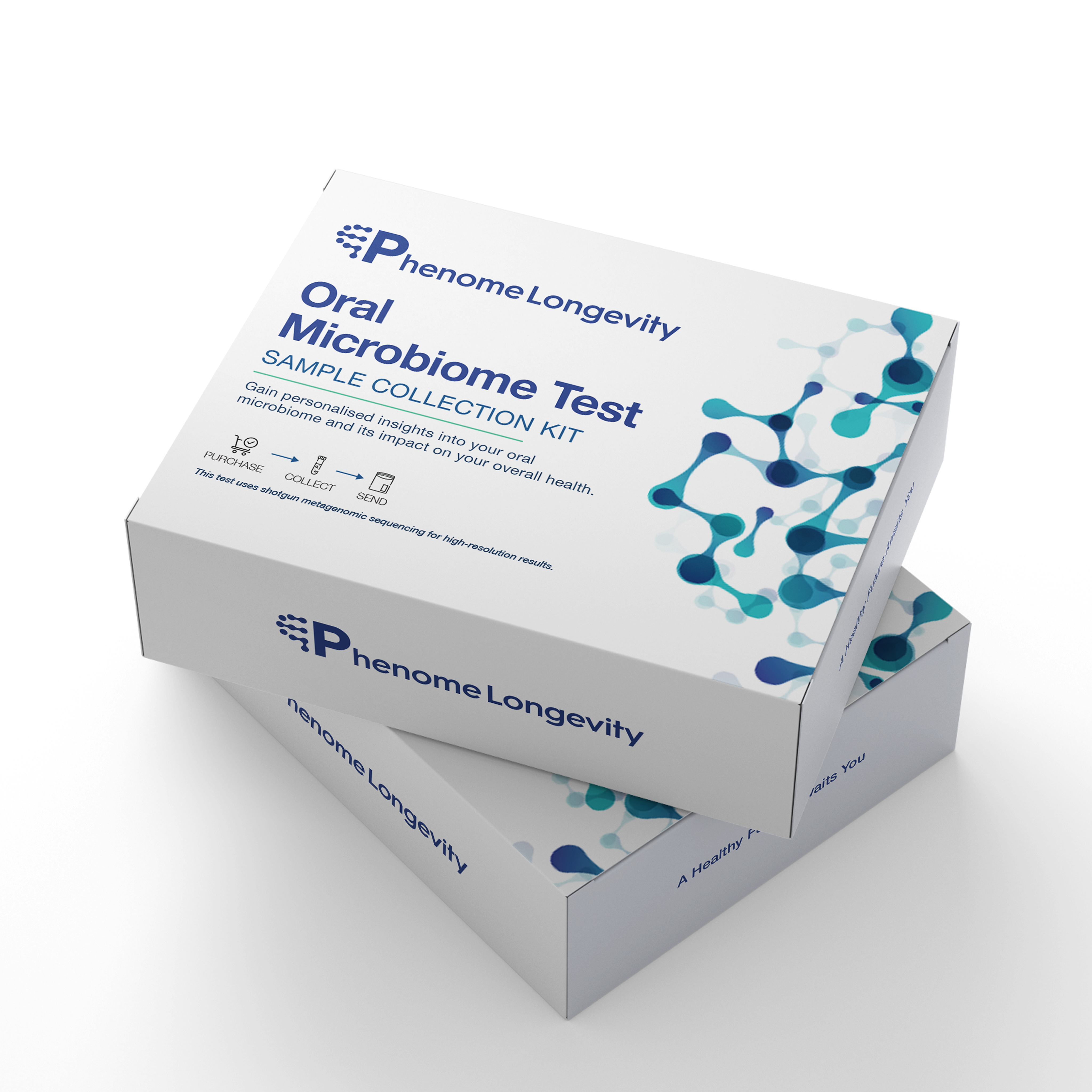 Phenome Longevity Oral Microbiome Test sample collection kit on a white background