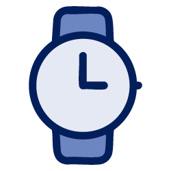Blue watch icon on a white background